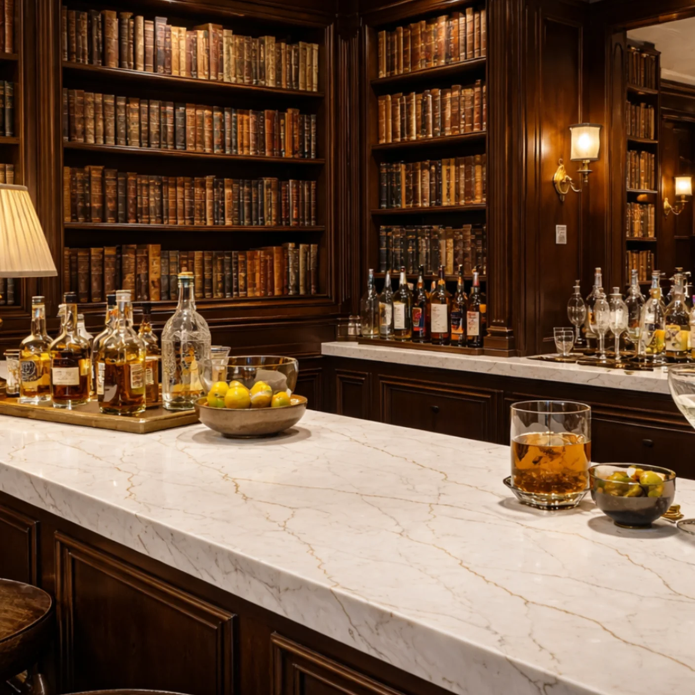 Cocktail bar with quartz surface